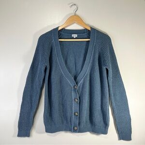Kismet Blue Oversized Button Up Knit Sweater Cardigan Women's Small V-neck Relax